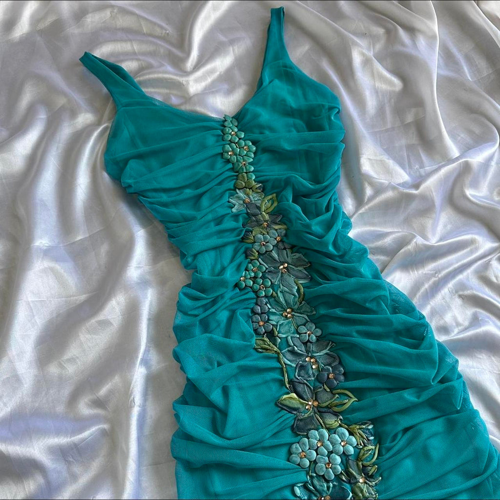 Women's Blue and Green Dress