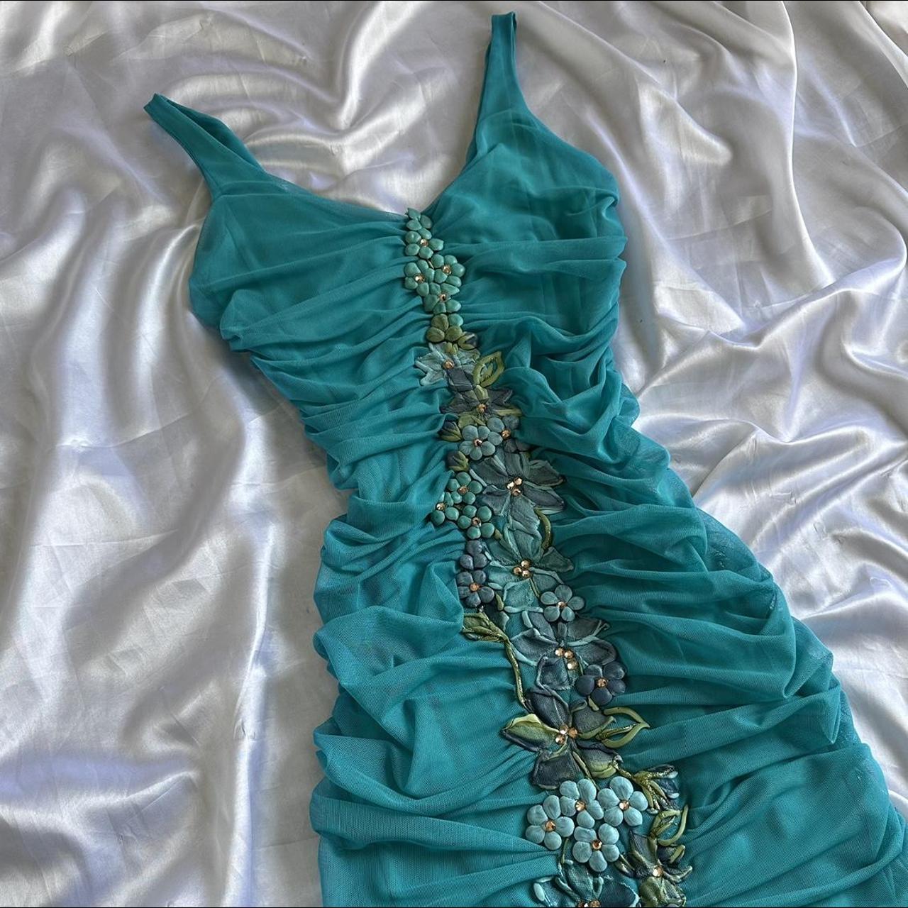 Women's Blue and Green Dress