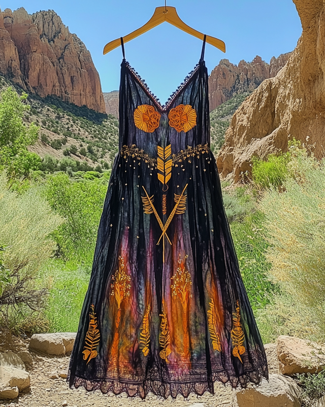 Summer Vacation Lace Embroidery Dress f0d8