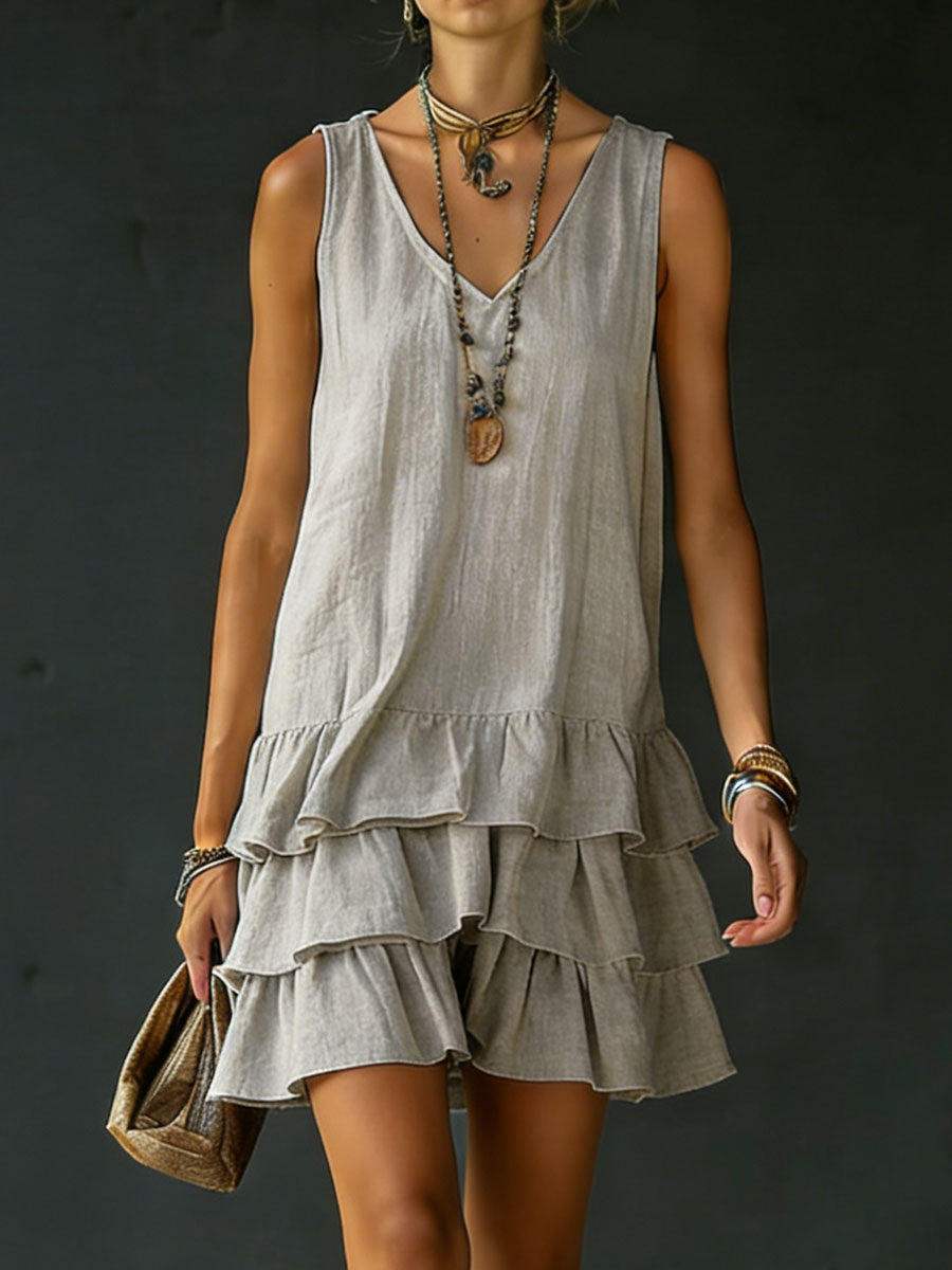 Women's Loose-fitting Solid Color Vest Dress