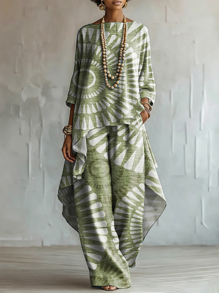Elegant & Artistic Abstract-line Two-piece Set