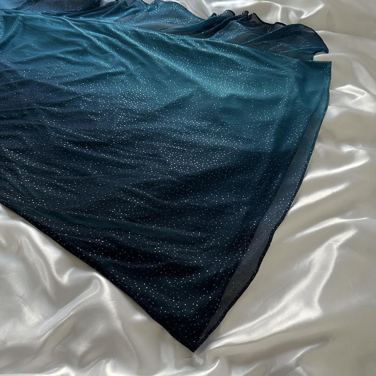 Indigo Shiny Elegant Fashion Strapless Long Tulle Prom Dress Evening Dress Birthday Party Dress