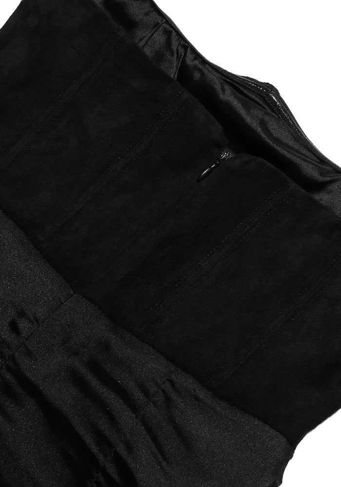 Strapless Corset Draped Maxi Dress Black