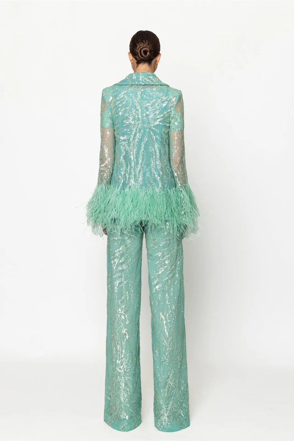 Fully embroided jumpsuit with jacket