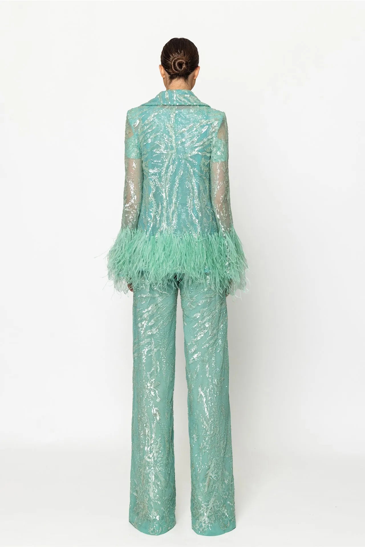 Fully embroided jumpsuit with jacket