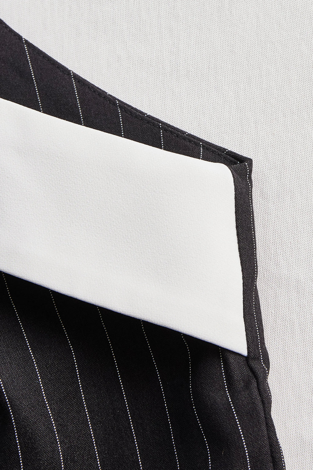 Pinstripe Top With Contrast Collar And Button Front