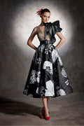 Brocade organza midi dress