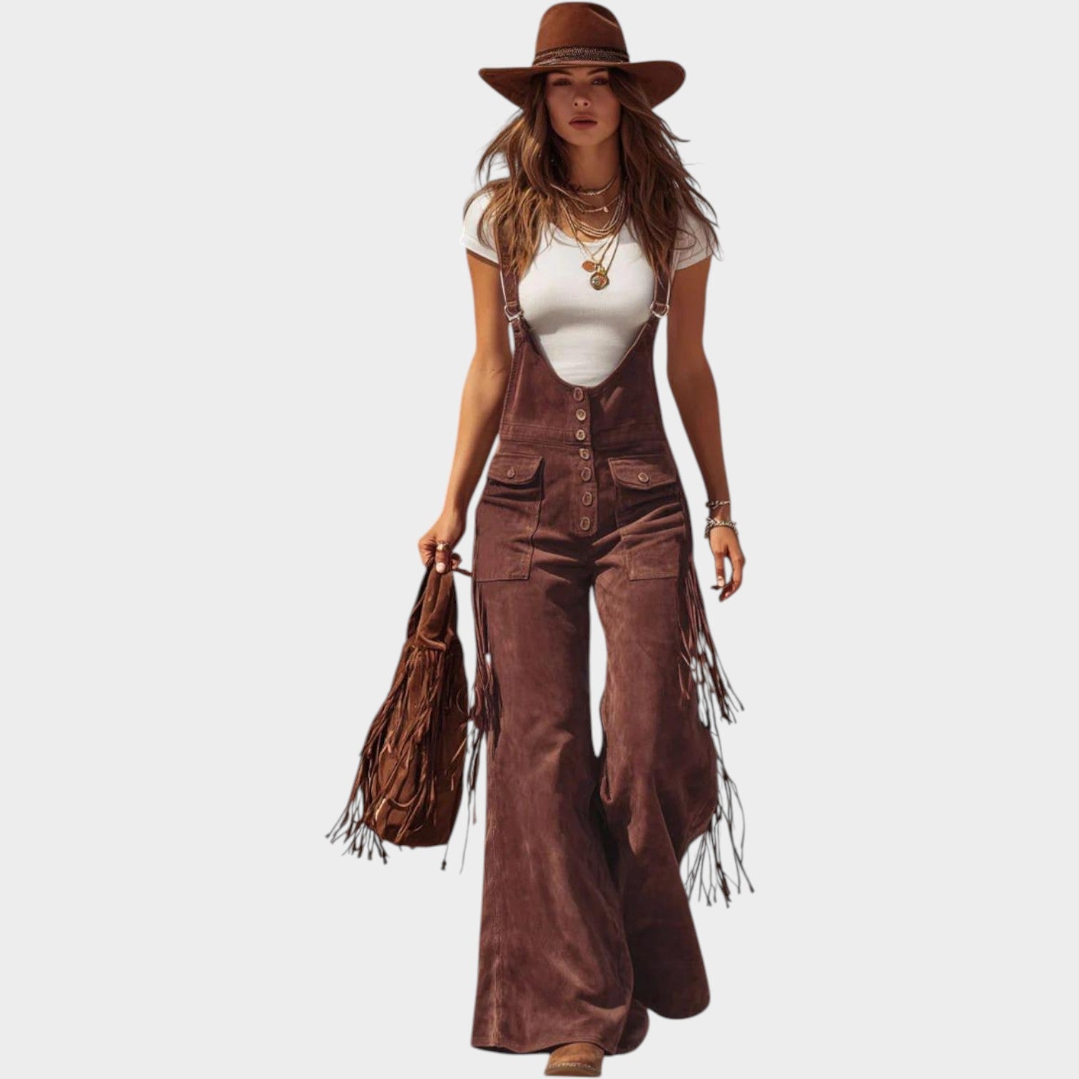 Fringe Strap Wide-Leg Jumpsuit