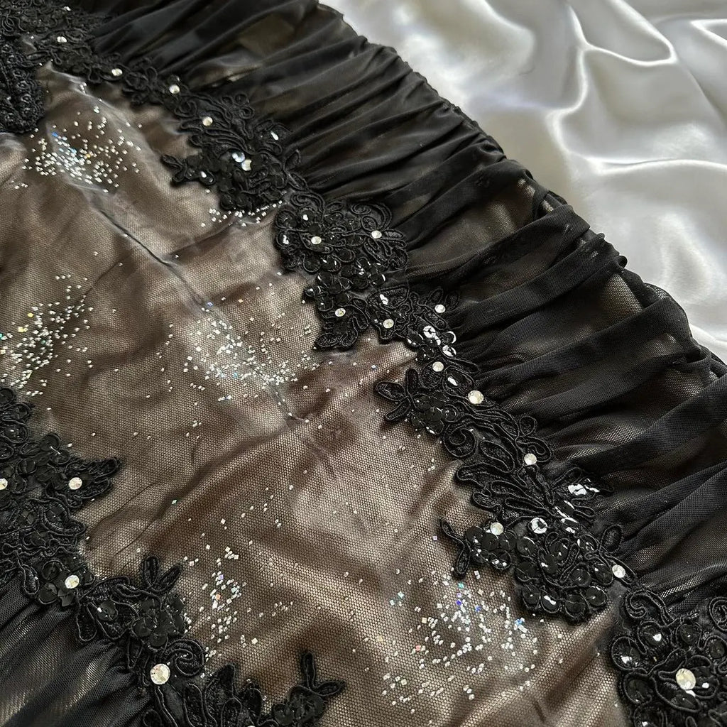 Women's Black and Cream Dress