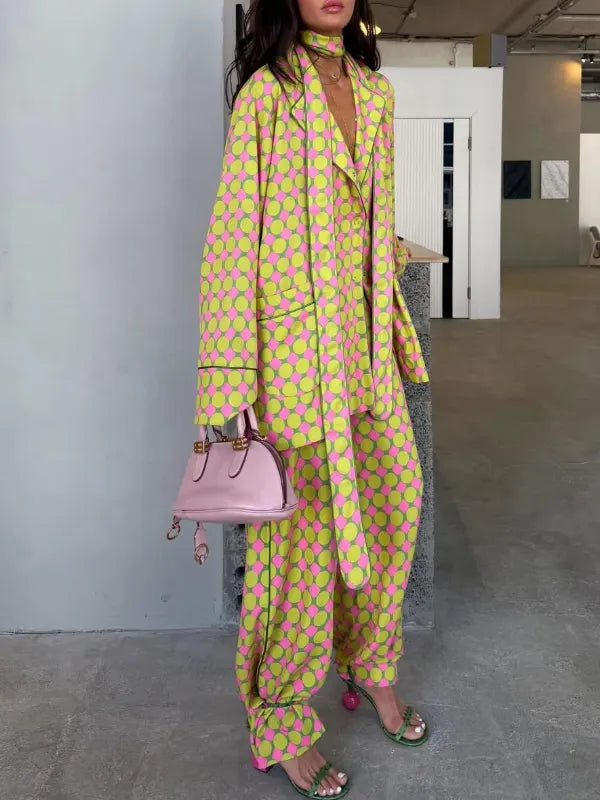 Polka Dot Blazer & Jogger Pants Co‑Ord Set