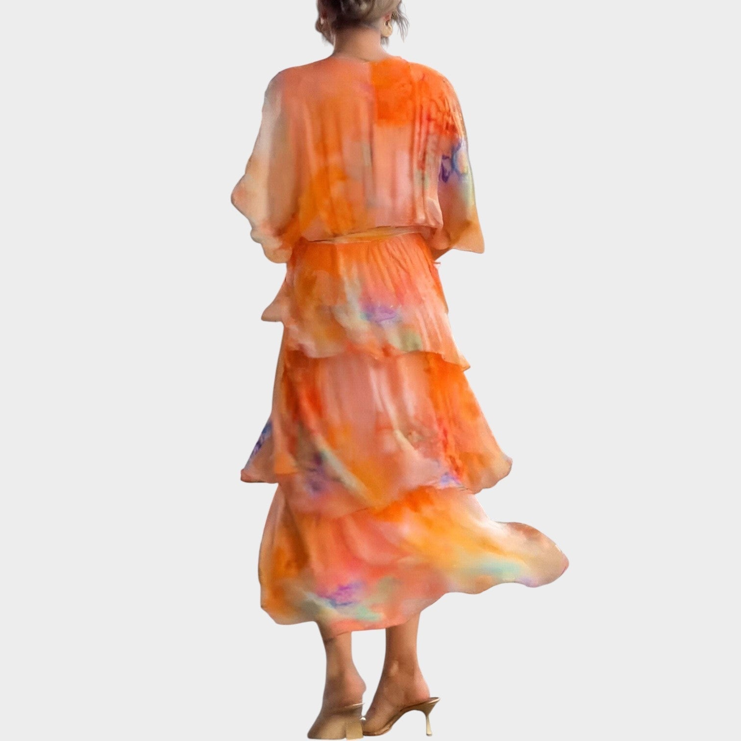 Elegant Floral Chiffon Maxi Dress