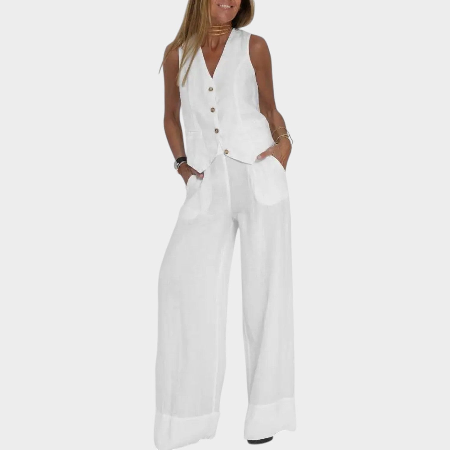 Chic Sleeveless Vest & Wide-Leg Set