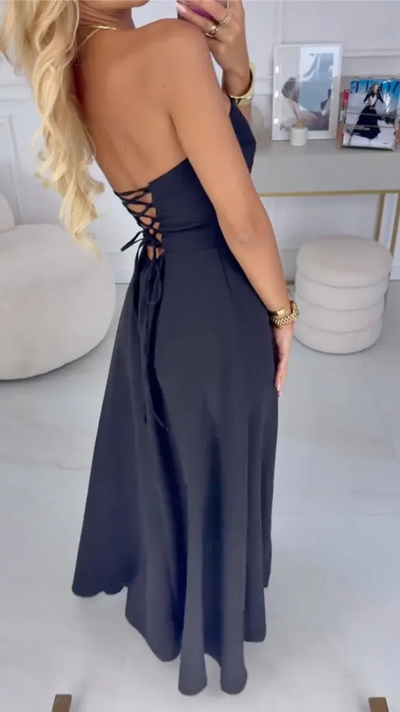 Black Sequin Strapless Maxi DressMidi Dress