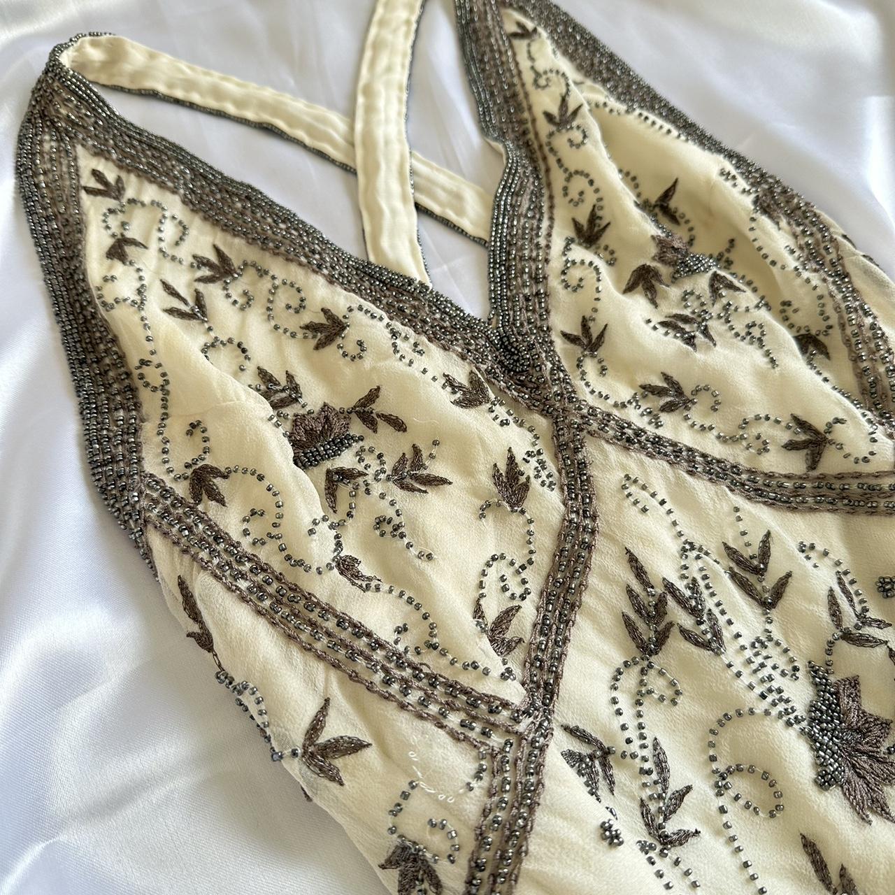 Women's Cream and Grey Dress