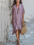Bohemian Purple Ruffled Dress