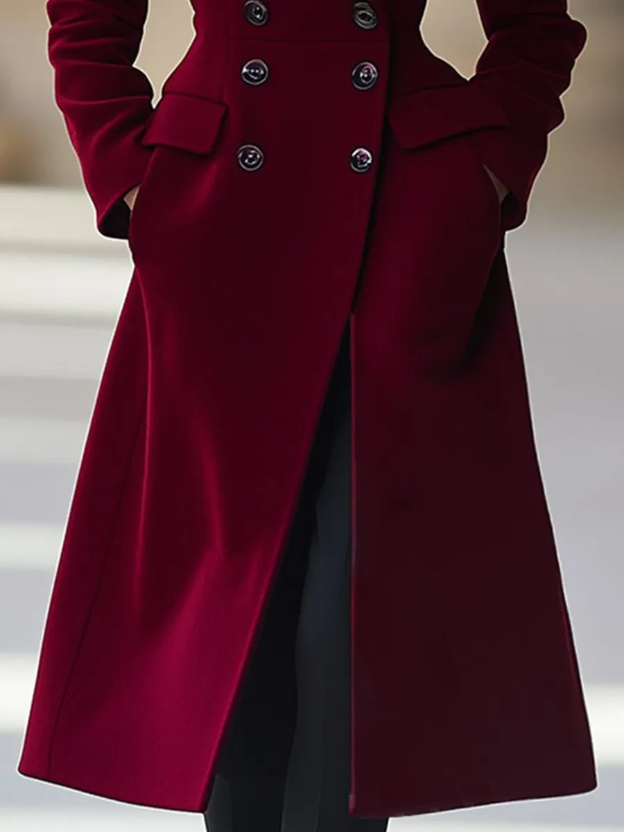 [24-hour shipping out]High-End Temperament Double-Breasted Waist Lapel Coat