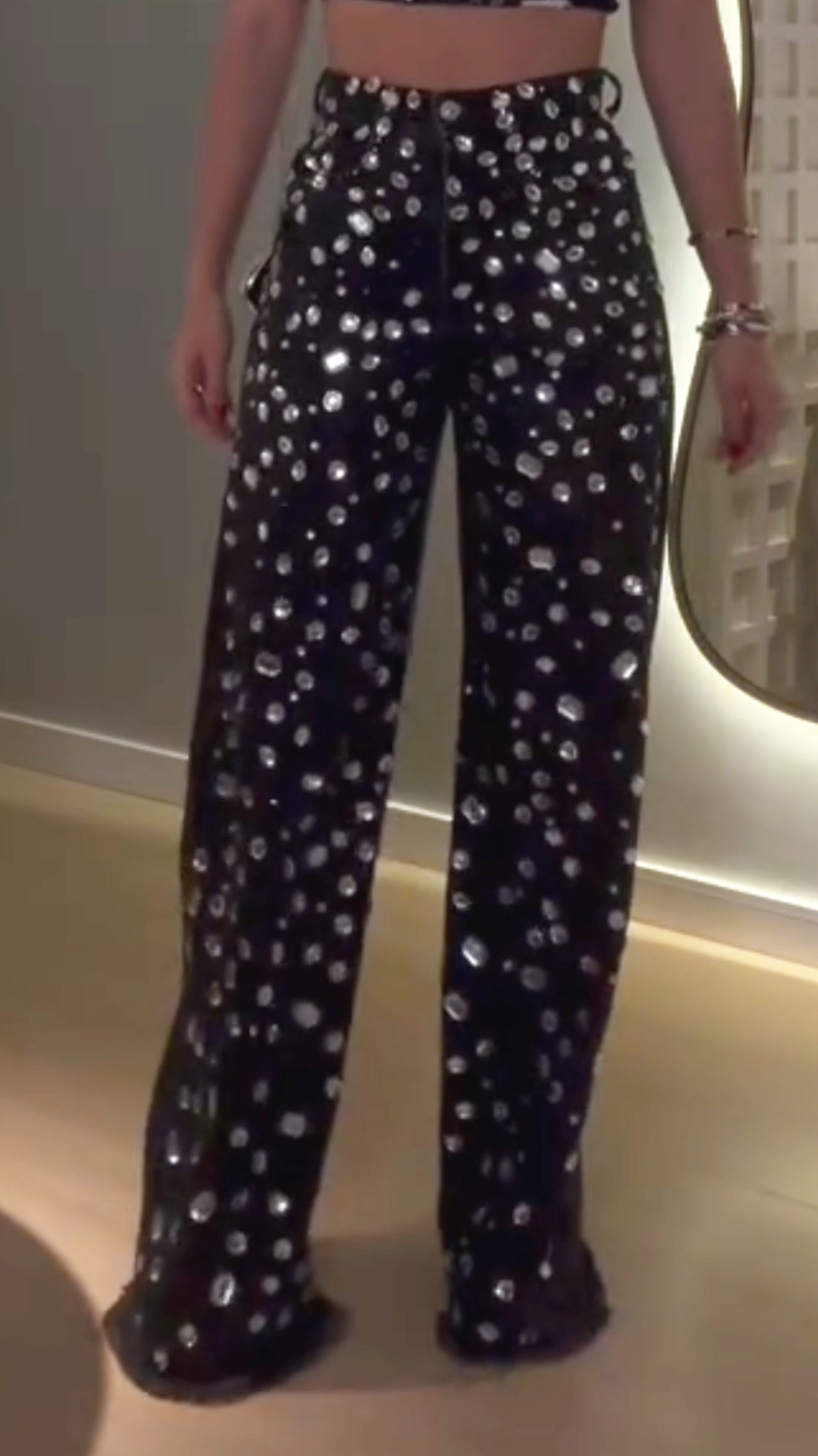 Women's Rhinestone-Studded Straight Leg Casual Jeans