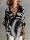 Urban Luxe Vertical Stripe Satin Blouse