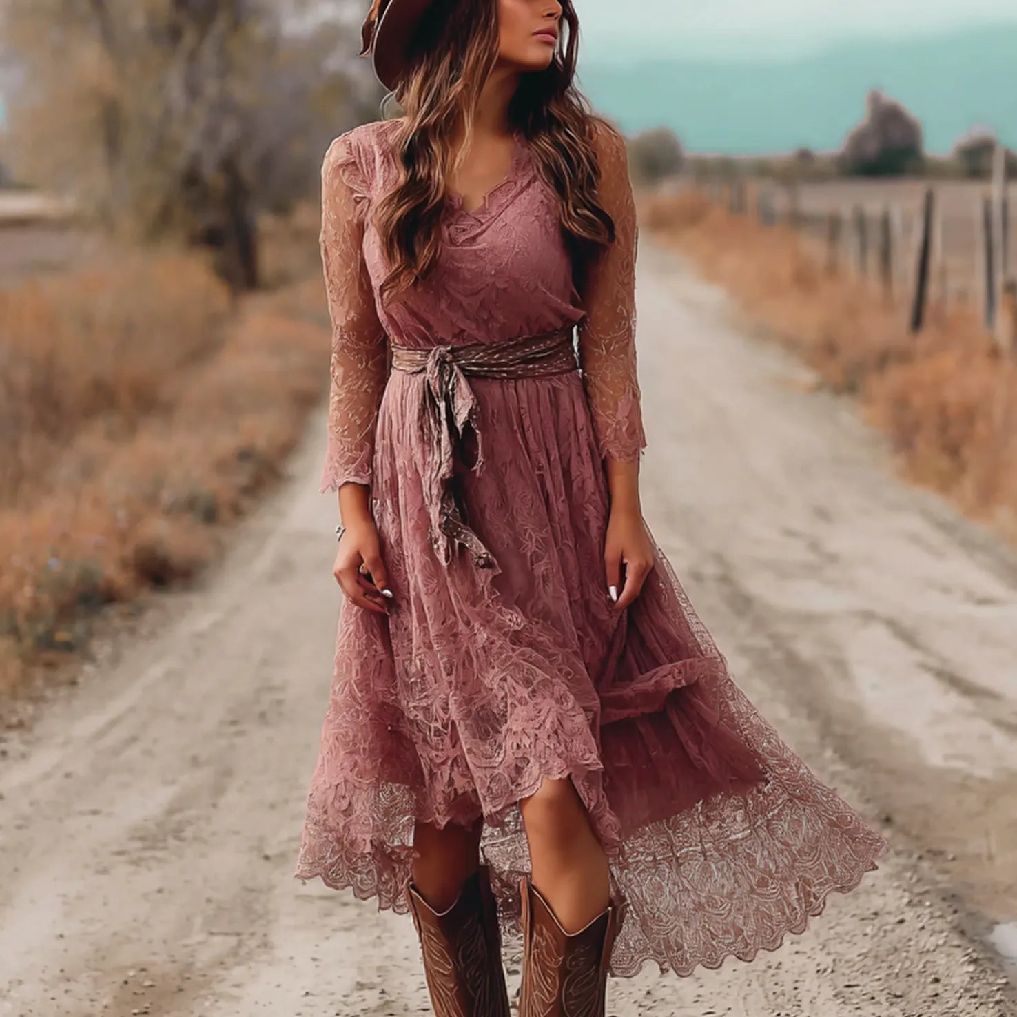 Women's Vintage Bohemian Lace Dress