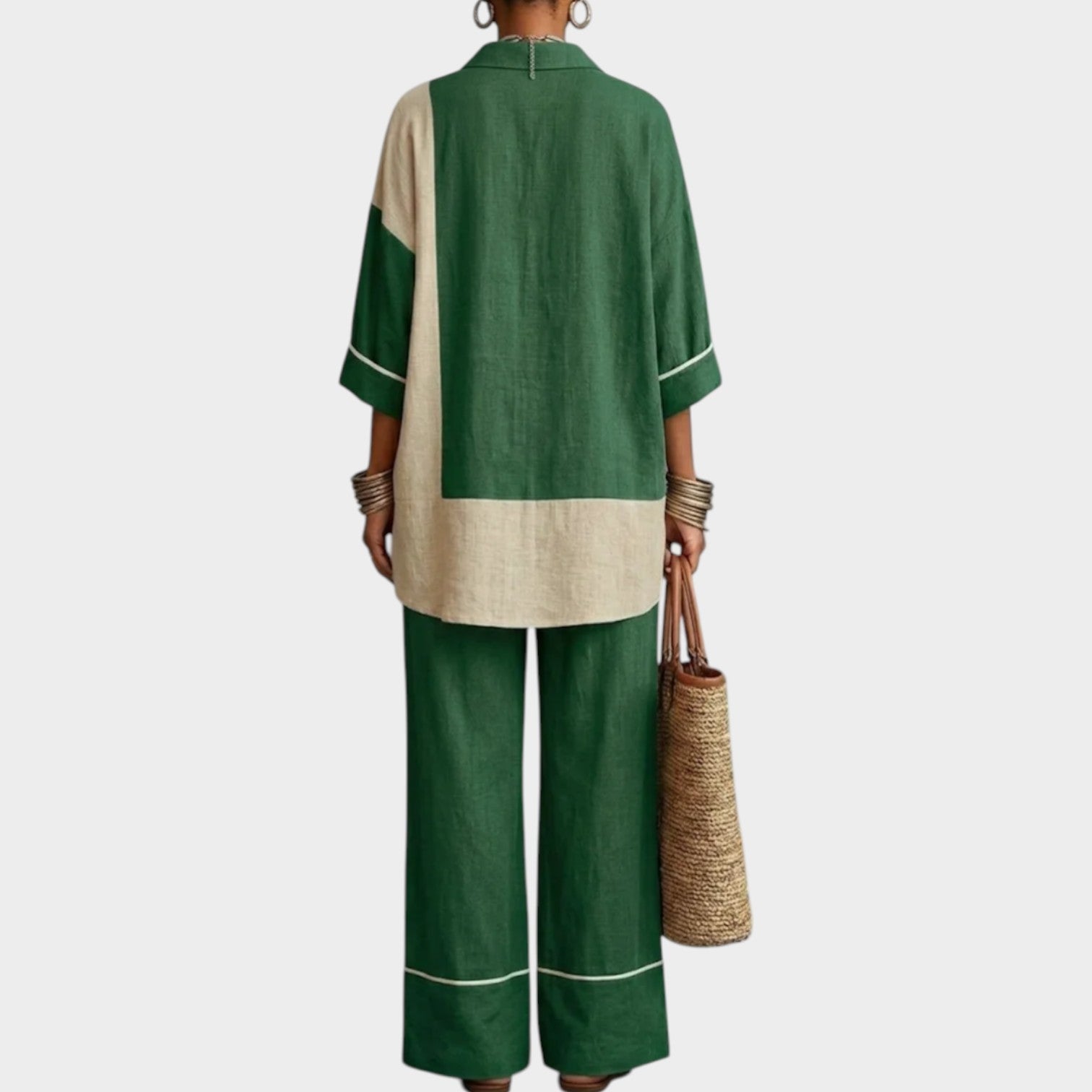 Color Block Relaxed Fit Two-Piece Set