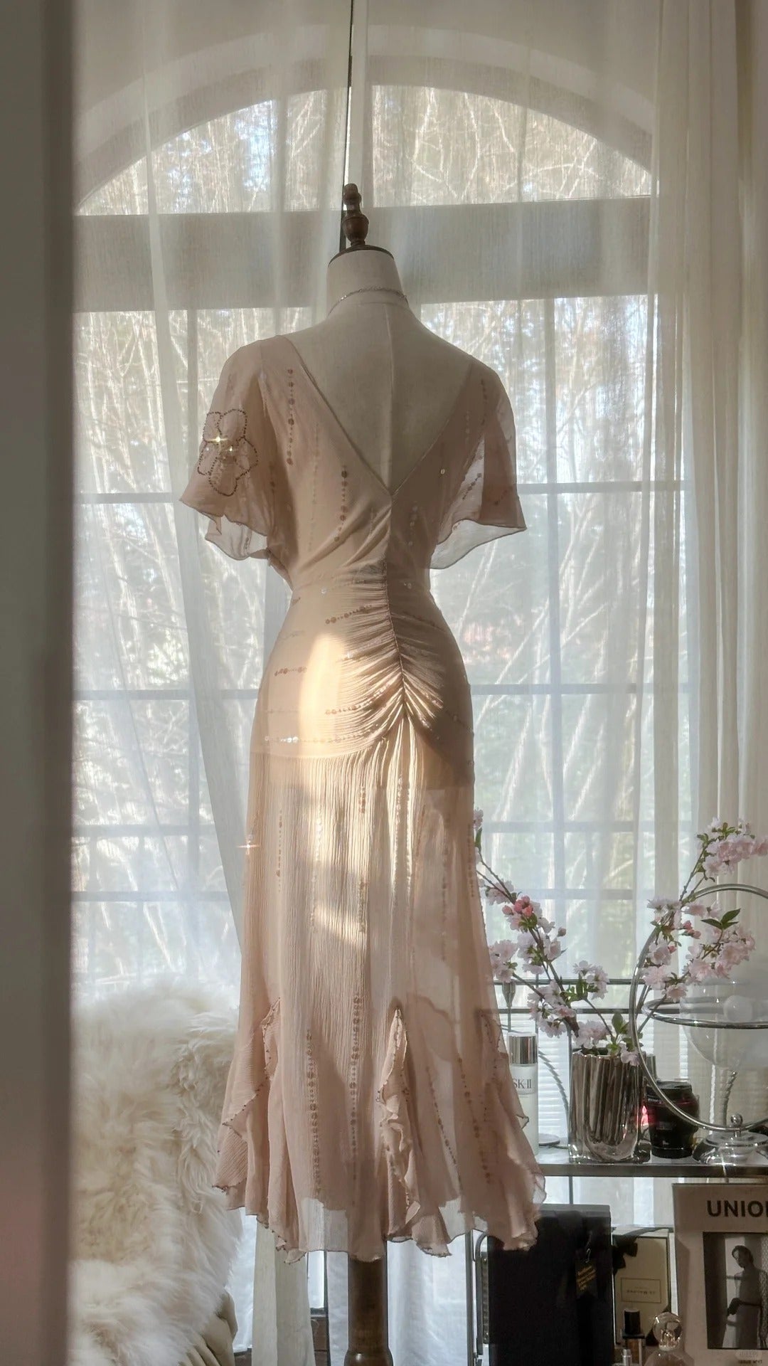 Lit Pink Romantic Gorgeous Exquisite Elegant Beaded Long Chiffon Evening Dress Prom Dress Prom Dress Birthday Vacation Party Dress 4046