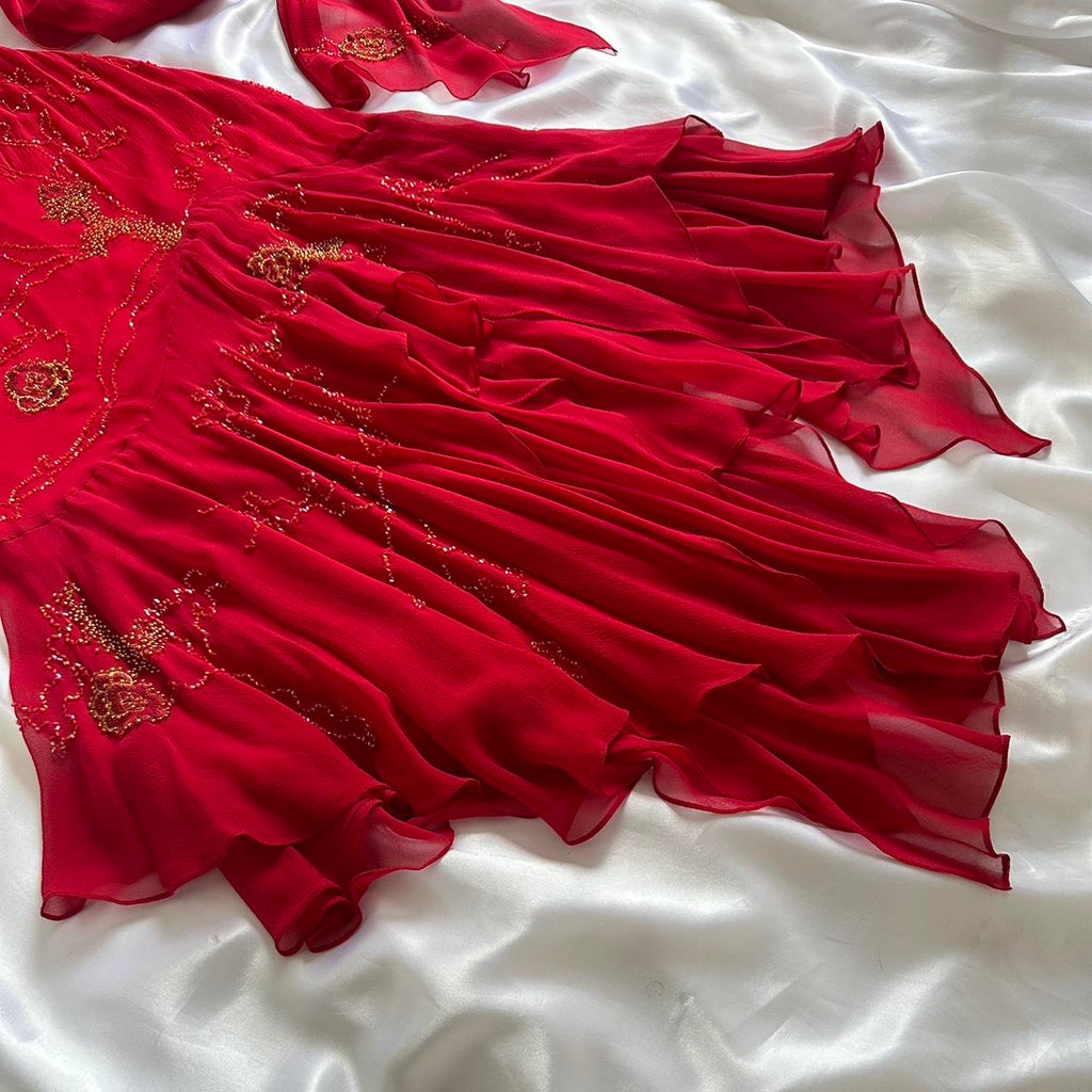 Women's Red and Gold Dress