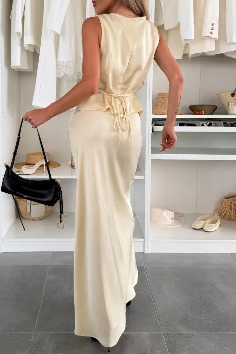 Women's Elegant Lace Strap Satin Suit