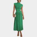 Pleated Cut-Out Midi Dress