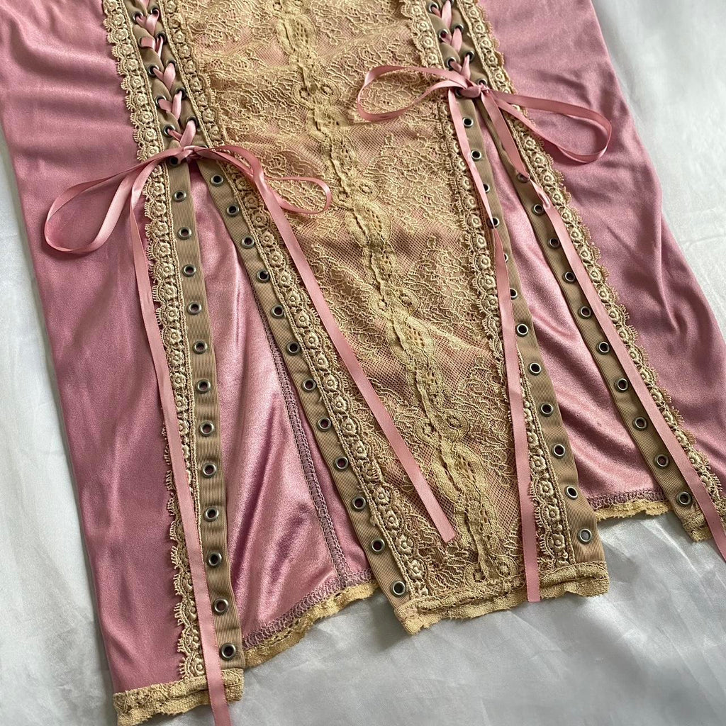 Women's Pink and Cream Dress