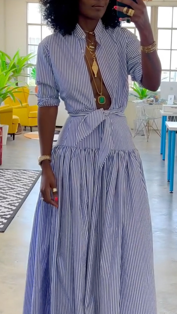 Striped Maxi Shirt Dress