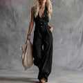 Effortless Boho Linen Jumpsuit: Breathable High-Waist Utility One-Piece for Summer