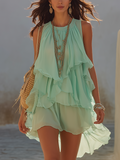 Fresh Mint Green Chiffon Mini Skirt