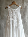 Classy Flowers Embroidered Lace Linen Tank Dress