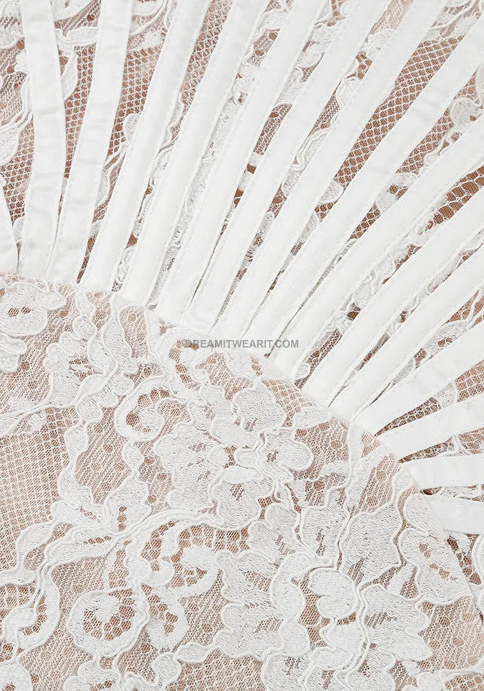 Strapless Lace Draped Corset Dress White