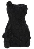Strapless Floral Corset Dress Black