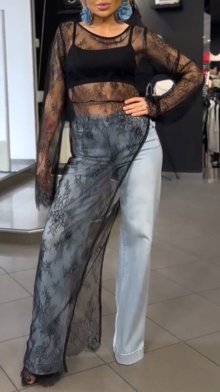 Women's Lace Irregular Long Fashion Top