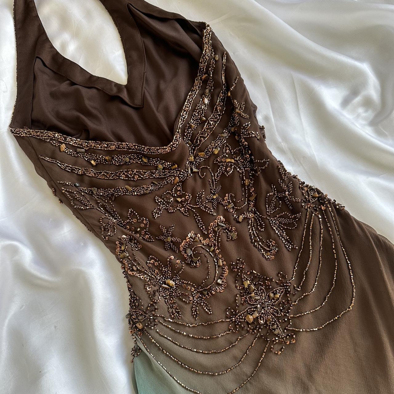 Women's Brown and Blue Dress