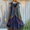 Vintage Purple Floral Lace Gradient Art Comfy Tank Dress