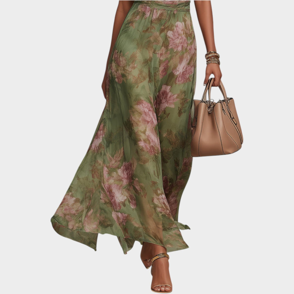 Floral Halter Neck Maxi Dress