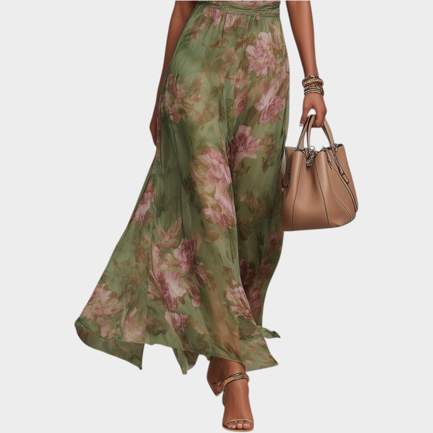 Floral Halter Neck Maxi Dress