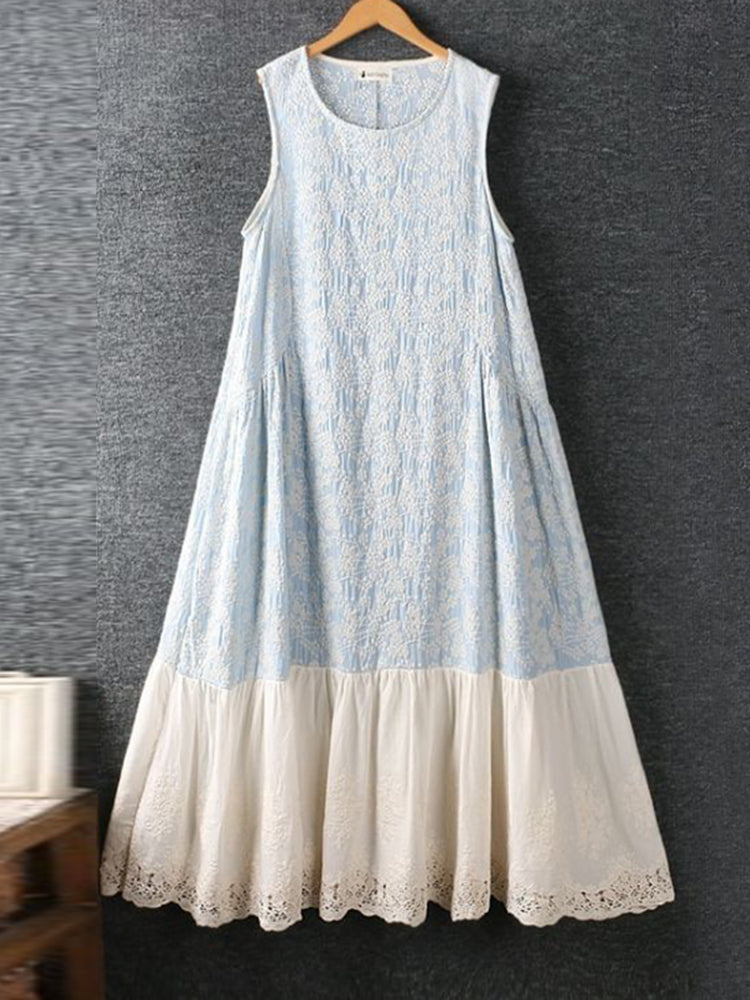 Women's Elegant And Comfortable Embroidered Linen Dress