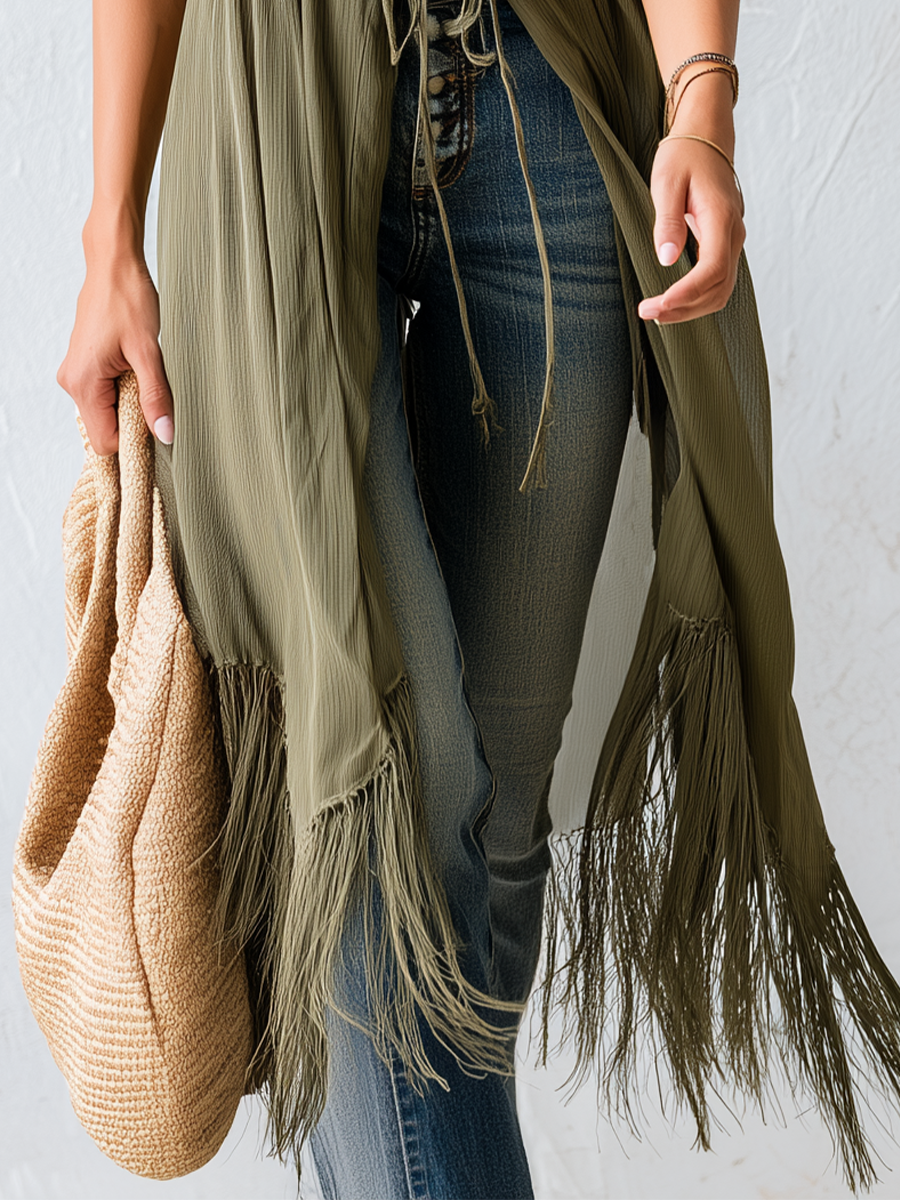 Elegant Olive Green Fitted Vest