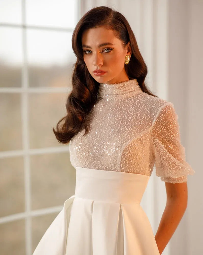 satin long beads lace boho bride bridal summer wedding dress a line beach open classic bohemian adjustable ceremony formal Unique modern