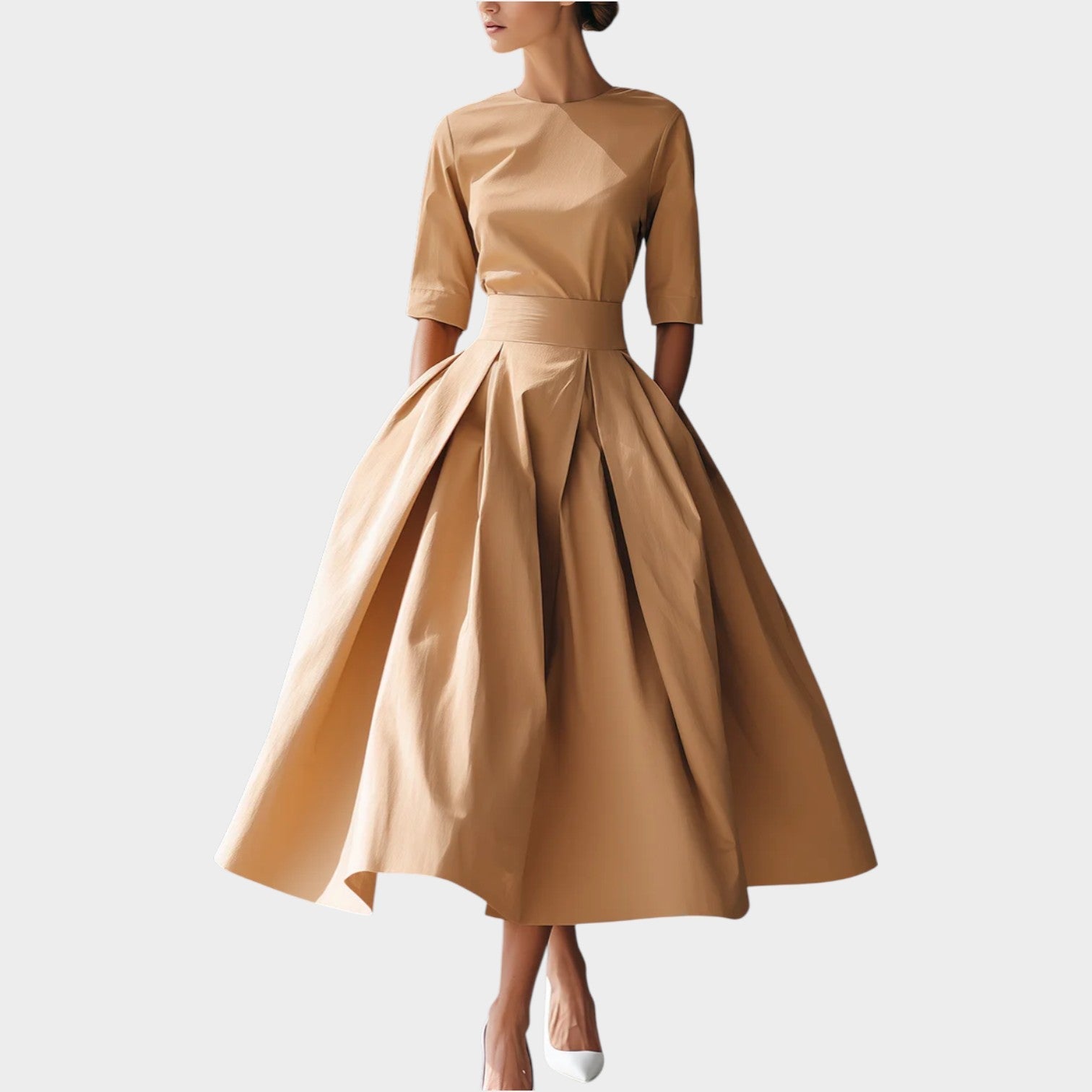 Chic Structured Midi A-Line Dress