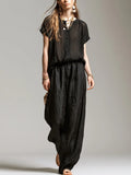 Relaxed Black Textured Two Piece Set