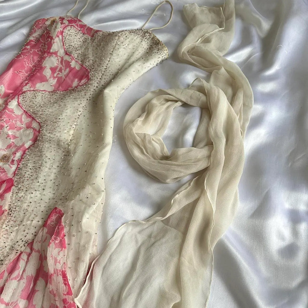 Women's White and Pink Dress
