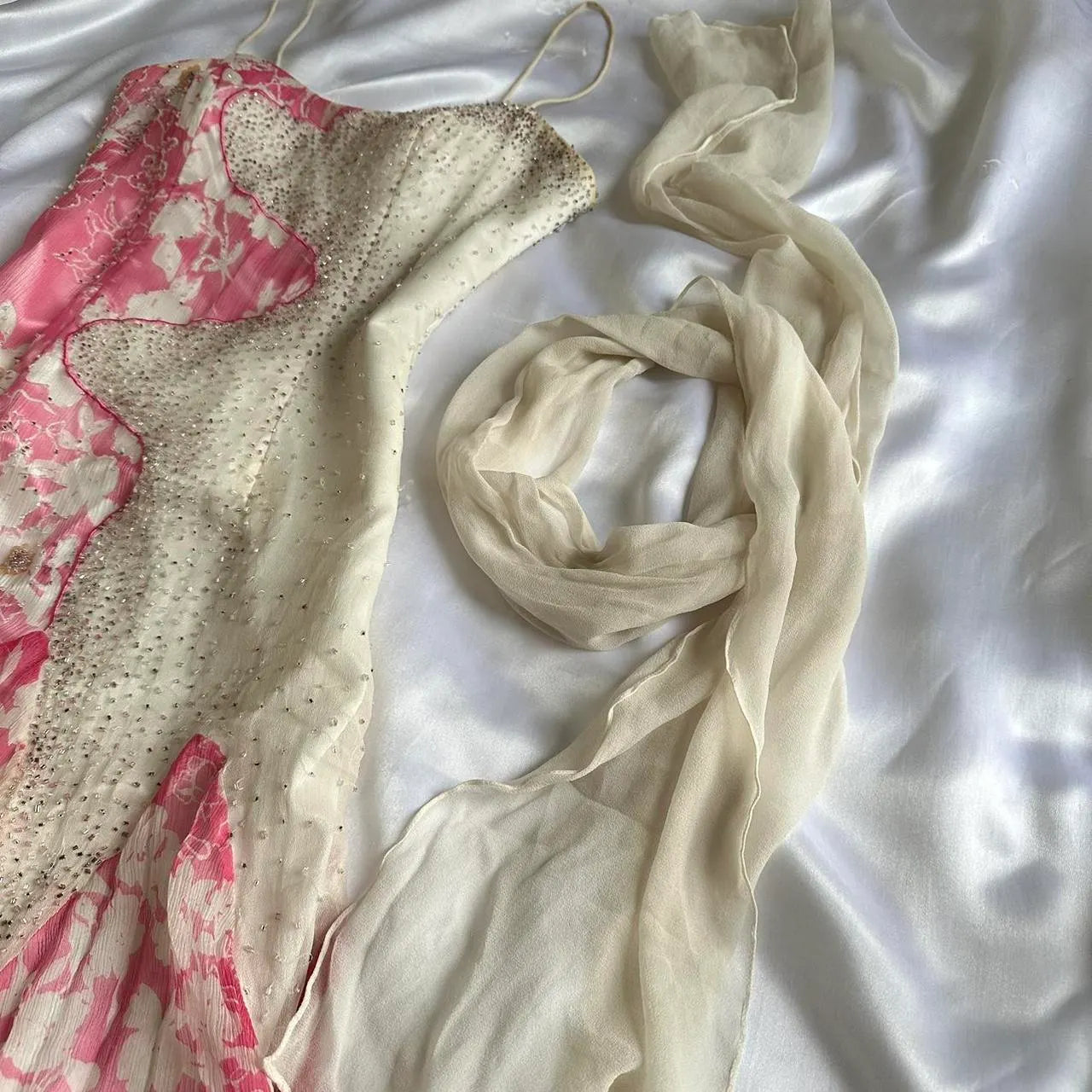Women's White and Pink Dress