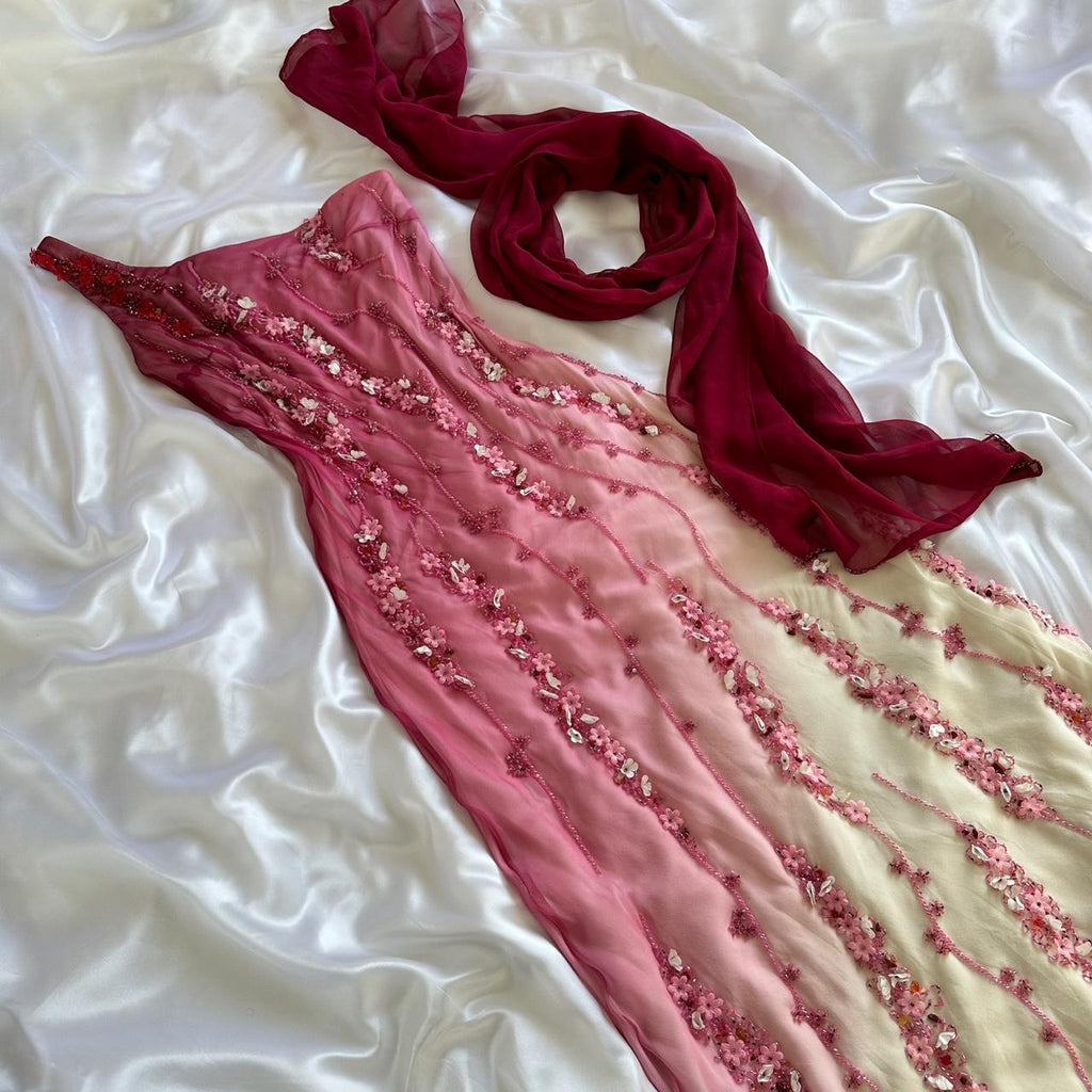 Women's White and Pink Dress