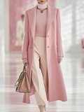 Elegant Classic Lapel Single-breasted Long Woolen Coat