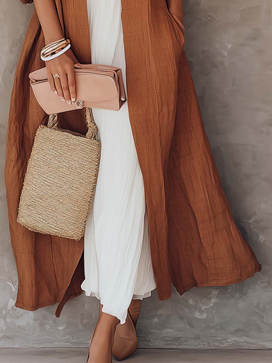 Loose-fitting Cotton Linen Long Coat